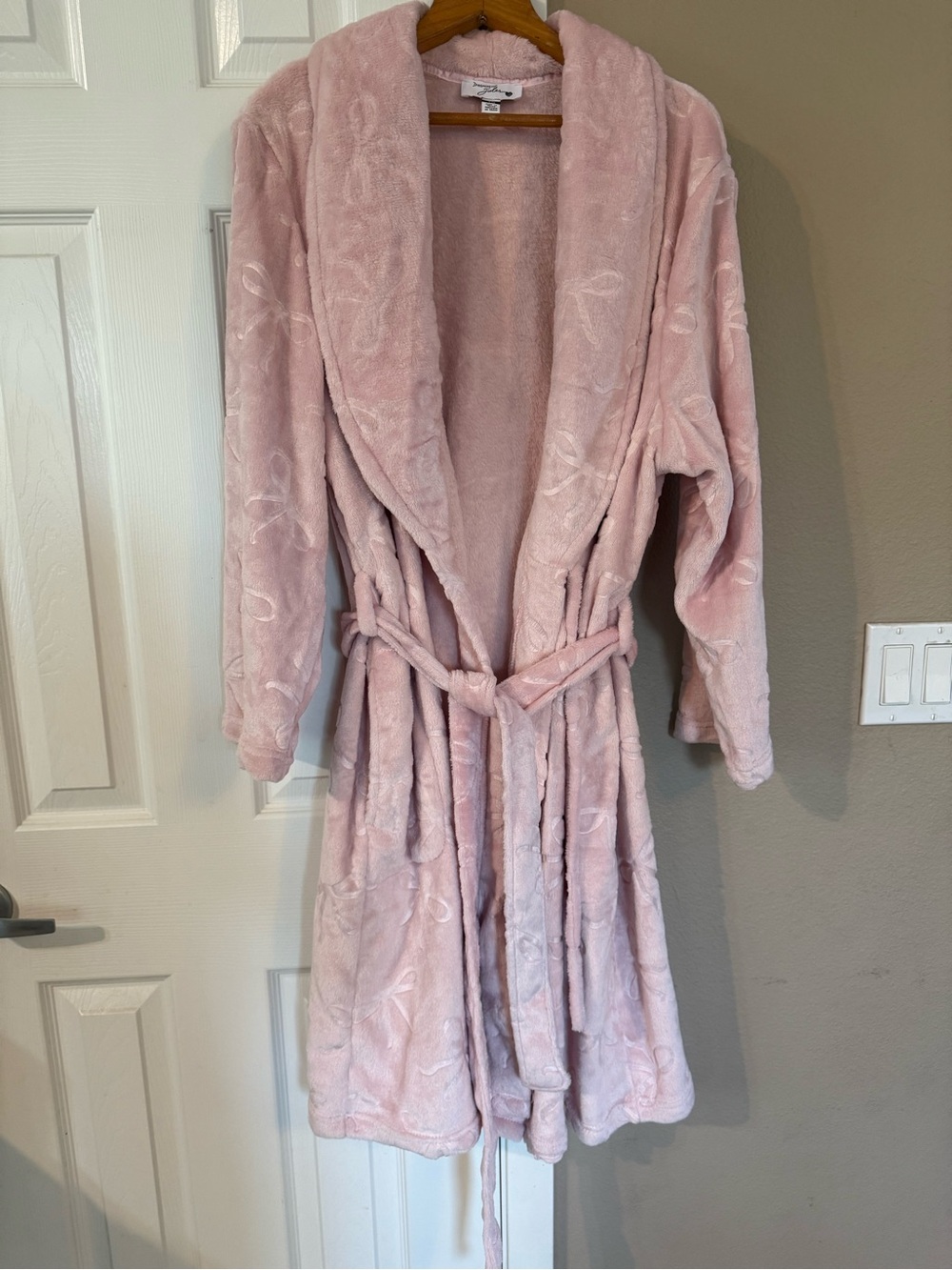 Joules Blush Pink Plush Shawl Robe with Waist Tie